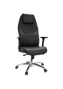 Mid.you , Schwarz , Leder , Kombination Echtleder/Lederlook , 70x126x70 cm , Wippfunktion, ergonomische R&uuml;ckenlehne , B&uuml;rom&ouml;bel, B&uuml;rost&uuml;hle, Chefsessel