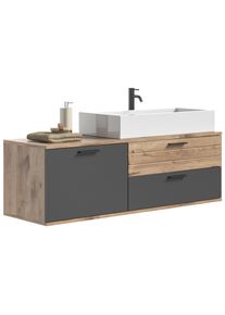 Waschbecken mit Unterschrank Mason ca. 140 cm Eiche/Grau
