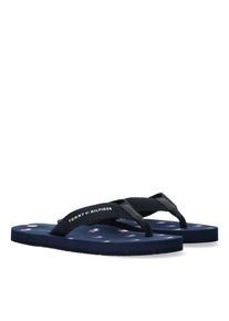 Zehentrenner Tommy Hilfiger, Damen, Gr. 32, blau, Textil, Schuhe Zehentrenner, Pool Slides, Badeschuh, Strandschuh mit Zehensteg