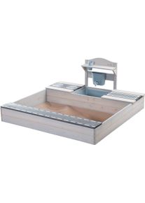 Sandkasten Roba "117 x 118 x 54 cm, mit Matschk&uuml;che, grau", grau, Sandk&auml;sten, Kinder, B/H/T: 117cm x 54cm x 18cm, Kunststoff, Massivholz, Sandkasten, B:117cm H:54cm T:18cm