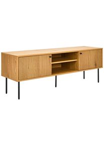 CARRYHOME Lowboard, Schwarz, Eichefarben, Metall, Holzwerkstoff, 3 F&auml;cher, 150x50x40 cm, Beim&ouml;bel erh&auml;ltlich, stehend, Wohnzimmer, TV M&ouml;bel, Lowboards, Lowboards stehend