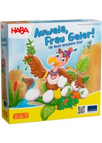 Spiel Haba "Auweia, Frau Geier Im Nest wackeln Eier", bunt, Spiele, Kinder, Holz, Papier, Pappe, Spiel