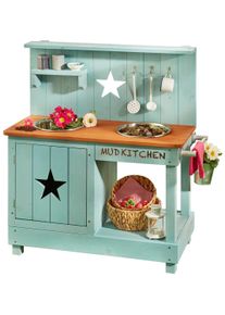 Outdoor-Spielk&uuml;che Muddy Buddy "Adventurer Star", blau (petrol), Spielk&uuml;chen, KinderB:80cm H:90cm T:40cm, Holz, Outdoor-Spielk&uuml;che, Matschk&uuml;che, petrolblau, B:80cm H:90cm T:40cm