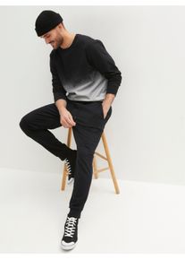 Heren Vrijetijdspak met elastische boordjes in zwart/lichtgrijs ,maat 44/46, Witt, 60% Katoen, 40% Polyester