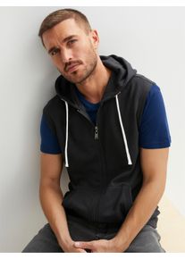 Heren Sweatvest met in wijdte verstelbare capuchon in zwart ,maat 44/46, Witt, 60% Katoen, 40% Polyester