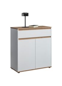CARRYHOME Kommode, Wei&szlig;, Eiche Artisan, Kunststoff, 1 F&auml;cher, 1 Schublade(n) Schubladen, 80x93x38 cm, Kleinm&ouml;bel, Kommoden, Kommoden