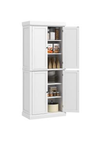 HOMCOM Freestanding Kitchen Cupboard with 4 Doors, Storage Cabinet with 6-Tier Shelving and 4 Adjustable Shelves, White | Aosom Ireland