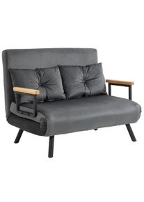 HOMCOM 2-seater convertible sofa bed with adjustable backrest in 5 levels and 2 padded cushions for living room, guest room | Aosom Ireland