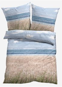 Parure de lit en linon - bleu - taille 135x200 cm - 100% coton - bonprix