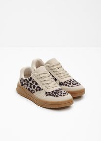 Sneakers &agrave; d&eacute;tails animaliers - beige - taille 40 - Vegan - bonprix