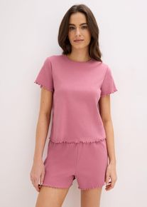 Pyjashort finement c&ocirc;tel&eacute; - violet - taille 42/44 (M) - Mati&egrave;re c&ocirc;tel&eacute;e - bonprix