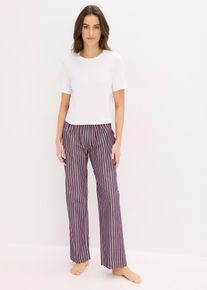 Pyjama avec pantalon tiss&eacute; - blanc - taille 46/48 (L) - 100% coton - bonprix
