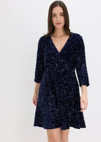 Robe &agrave; sequins - bleu - taille 34/36 (XS) - velours - bonprix