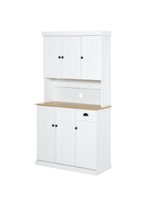 HOMCOM Kitchen Storage Cabinet, Modern Cupboard with Microwave Shelf, Drawer and Cabinets, Ideal for Kitchen Organisation, White | Aosom Ireland