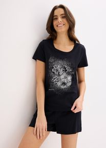 Pyjashort 100% coton - noir - taille 38/40 (S) - 100% coton - bonprix