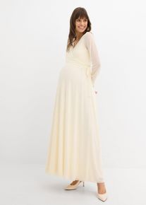 Robe de mari&eacute;e couleur jaune p&acirc;le avec fonction allaitement et cache-c&oelig;ur pour la grossesse et apr&egrave;s (ens. 2 pces) - blanc - taille 34/36 (XS) - bonprix