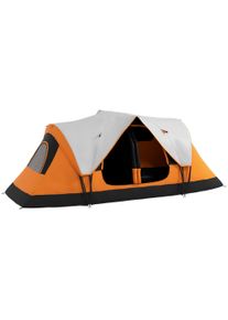 Outsunny Camping Tent for 6-8 Man with 2000mm Waterproof Rainfly and Carry Bag for Fishing Hiking Festival, Orange | Aosom Ireland