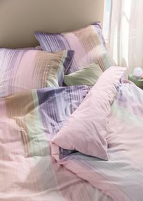 Parure de lit r&eacute;versible en coton m&eacute;lang&eacute; - blanc - taille 135x200 cm avec coton - bonprix