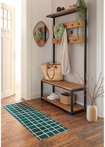 Paillasson lavable au motif graphique - p&eacute;trole - taille 45x145 cm - bonprix