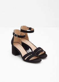Sandalettes &agrave; talon carr&eacute; - noir - taille 36 - bonprix