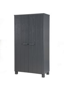 Livetastic , Grau , Holz , Kiefer,Kiefer,Kiefer , massiv , 4 F&auml;cher , 111x202x55 cm , Typenauswahl , Garderobe, Garderobenschr&auml;nke