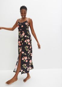 Nuisette longue avec dentelle - noir - taille 46/48 (L) - 100% coton - bonprix