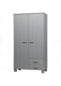 Livetastic , Grau , Holz , Kiefer,Kiefer,Kiefer , massiv , 3 F&auml;cher , 2 Schublade(n) Schubladen , 111x202x55 cm , Garderobe, Garderobenschr&auml;nke