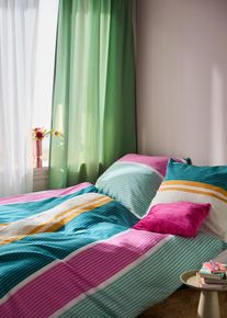 Parure de lit en coton m&eacute;lang&eacute; - vert - taille 135x200 cm avec coton - bonprix