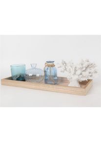 Ensemble plateau d&eacute;co avec vases + photophore (ens. 5 pces) - bleu - taille Onesize - bonprix