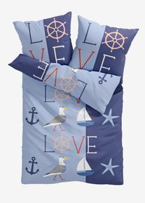 Parure de lit en linon - bleu - taille 135x200 cm - 100% coton - bonprix