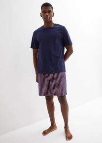 Pyjashort 100% coton avec short tiss&eacute; - bleu - taille 48/50 (M) avec coton - bonprix