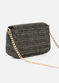 Sac &agrave; bandouli&egrave;re effet paille avec fil brillant - noir - taille 12x18 cm - paille/aspect paille - bonprix