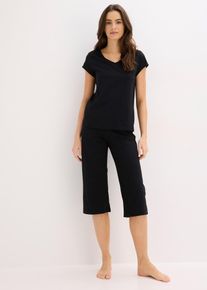 Pyjama avec un pantacourt ample - noir - taille 58/60 (3XL) - 100% coton - bonprix