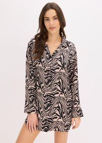 Chemise de nuit tiss&eacute;e en satin - noir - taille 50/52 (XL) - satin - bonprix