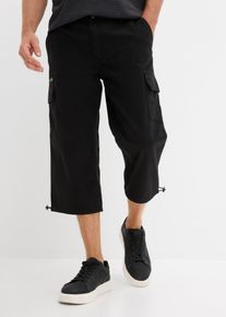 Pantalon 3/4 100% coton taille &eacute;lastiqu&eacute;e et poches cargo - noir - taille 58 - 100% coton - bonprix