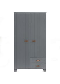 Livetastic , Dunkelgrau, Kupferfarben , Holz , Kiefer,Kiefer , massiv , 3 F&auml;cher , 2 Schublade(n) Schubladen , 111x202x55 cm , Typenauswahl , Garderobe, Garderobenschr&auml;nke