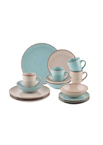 Kombiservice Milan T&uuml;rkis/Beige, 16-teilig