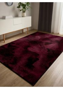 Tapis poil ras en fausse fourrure Furry Bordeaux 200x290 cm - Tapis poil court design moderne pour salon