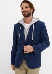 bonprix 2-in-1 Sakko mit herausnehmbaren Kapuzeneinsatz, blau, Gr.64, Modernes Sakko im Regular Fit mit stylischem Reverskragen und abnehmbarer Kapuze f&uuml;r einen l&auml;ssig-urbanen Look