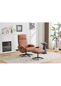 Livetastic Relaxsesselset, Braun, Textil, Leder, Echtleder, Rindleder, 77x107x75 cm, Relaxfunktion, Wohnzimmer, Sessel, Ledersessel