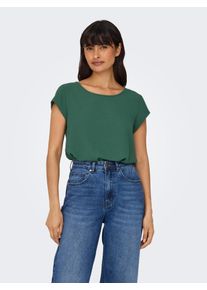 Kurzarmbluse Only "ONLVIC &ndash; feminines Blusenshirt in lockerer Form", Damen, Gr. 40, gr&uuml;n (sycamore), Web, Obermaterial: 97% Polyester, 3% Elasthan, unifarben, regular fit Po-bedeckend, Rundhals, Blusen Kurzarmbluse, Materialmix, regular fit