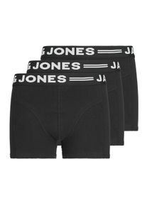 Jack & Jones Boxershorts JACK & JONES "Boxershort SENSE TRUNKS 3 PACK JNR NOOS 3er Pack", Jungen, Gr. 152, schwarz, Obermaterial: 95% Baumwolle CO. 5% Elasthan EL., Unterhosen Boxershorts