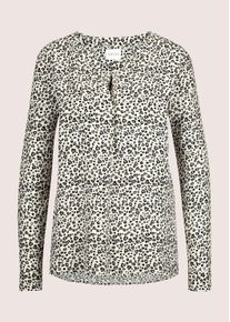 Madeleine Mode Langarmbluse MADELEINE "Bluse Lange Bluse zum Schl&uuml;pfen", Damen, Gr. 42, schwarz (schwarz, kitt), Obermaterial: 100% Viskose CV., Modern, normal, V-Ausschnitt, Blusen Langarmbluse