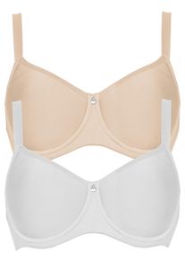 T-Shirt-BH SuSa "2er Pack Spacer BH mit B&uuml;gel Catania", Damen, Gr. 100, Cup B, bunt (beige wei&szlig;), Obermaterial: 50% Polyamid PA. 30% Polyester PES. 20% Elasthan EL., BHs T-Shirt-BH
