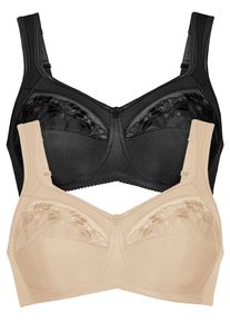 Entlastungs-BH Anita "Entlastungs BH Safina", Damen, Gr. 85, Cup E, bunt (beige schwarz), Stoff, Obermaterial: 50% Polyamid PA. 25% Polyester PES. 10% Elasthan EL. 10% Viskose CV. 5% Baumwolle CO., BHs Entlastungs-BH