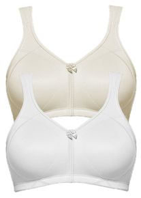 Entlastungs-BH SuSa "2er Pack Entlastungs BH Topsy Plus", Damen, Gr. 105, Cup C, bunt (wei&szlig; champagnermicro), Stoff, Obermaterial: 78% Polyamid PA. 22% Elasthan EL., BHs Entlastungs-BH