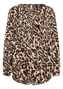Schlupfbluse Betty Barclay "Schlupfbluse mit Plissee", Damen, Gr. 48, schwarz (schwarz, beige), Obermaterial: 100% Polyester PES., Blusen Schlupfbluse