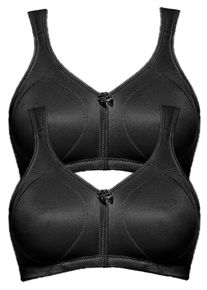 Entlastungs-BH SuSa "2er Pack Entlastungs BH Topsy Plus", Damen, Gr. 90, Cup F, schwarz (schwarz schwarz), Stoff, Obermaterial: 78% Polyamid PA. 22% Elasthan EL., BHs Entlastungs-BH