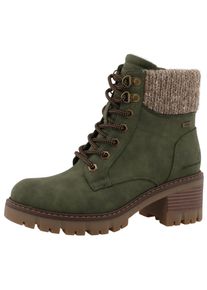 Winterstiefelette Tom Tailor, Damen, Gr. 40, khaki, Lederimitat, Textil, Basic, Schuhe Winterstiefelette, Workerboots, Stiefelette mit Blockabsatz