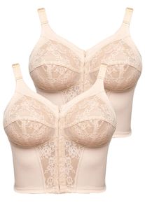 Entlastungs-BH SuSa "2er Pack Longline BH Classics", Damen, Gr. 115, Cup D, beige (beige beige), Obermaterial: 65% Polyamid PA. 25% Elasthan EL. 10% Baumwolle CO., BHs Entlastungs-BH